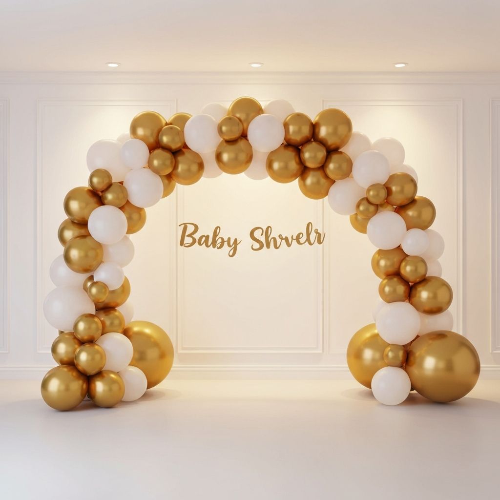 Gold & White Ballon Arch – Baby Shower Dekoration
